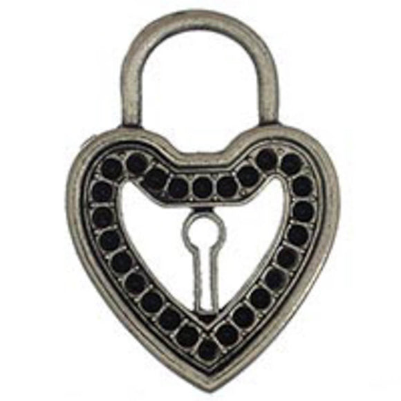 Metal 55mm padliock heart Ant nickle 2pc