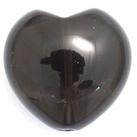 Semi prec 20mm heart smokey quartz 2pcs