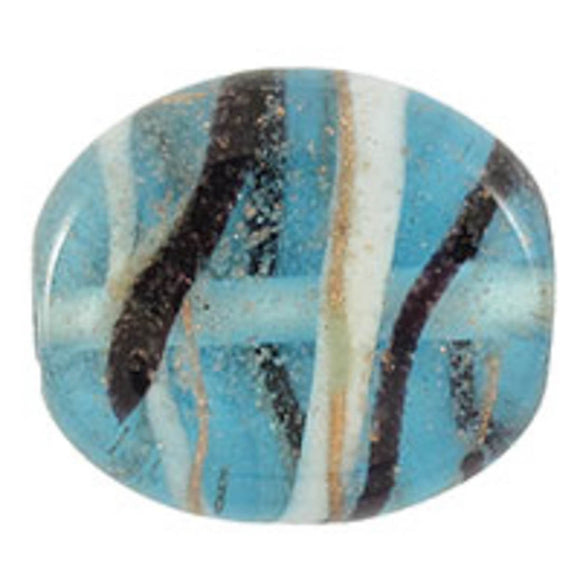 Cz h/made 20x18mm oval gold lgt blue 2p