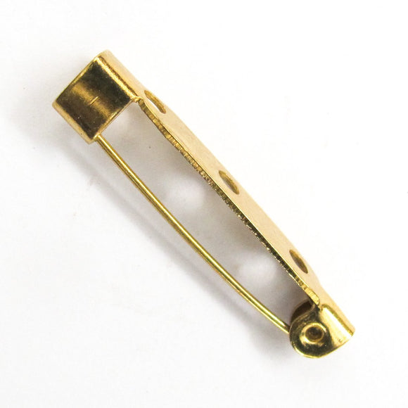 metal 32mm brooch back gold 10pcs