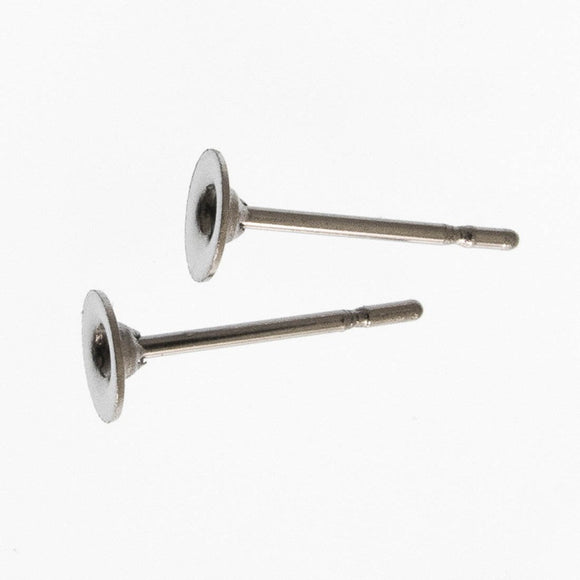 Metal 4mm rnd earring SURG stud 20pc