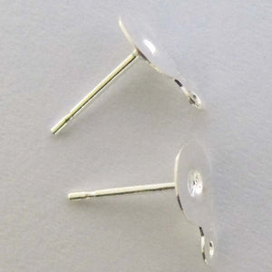 Metal 6mm rnd earring stud/LOOP NF sil 20pc