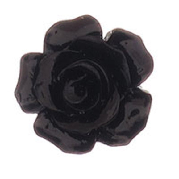 Rs 12mm Euro rose bead black 6pcs