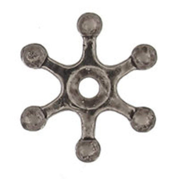 Metal 16mm rnd star iron bead nickel 50p
