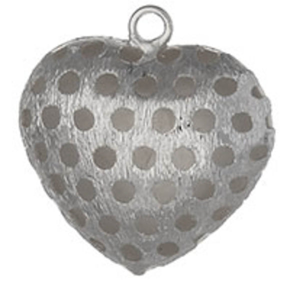 Metal 26mm heart/holes silver 4pcs