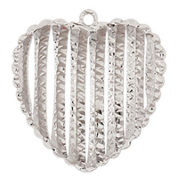 Metal 21mm heart hollow cage sil 8pc