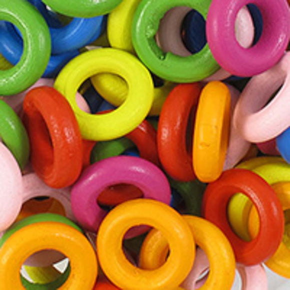 Wood 15mm fruit loops multi 70pcs