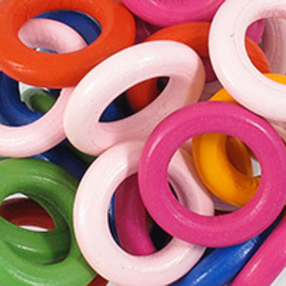 Wood 24mm fruit loops multi 34pcs