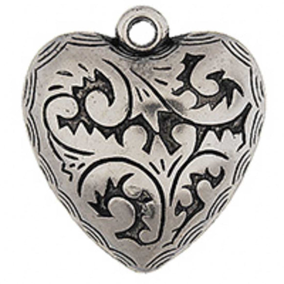 Plas 45mm swirl heart ANT NICKEL 4pcs