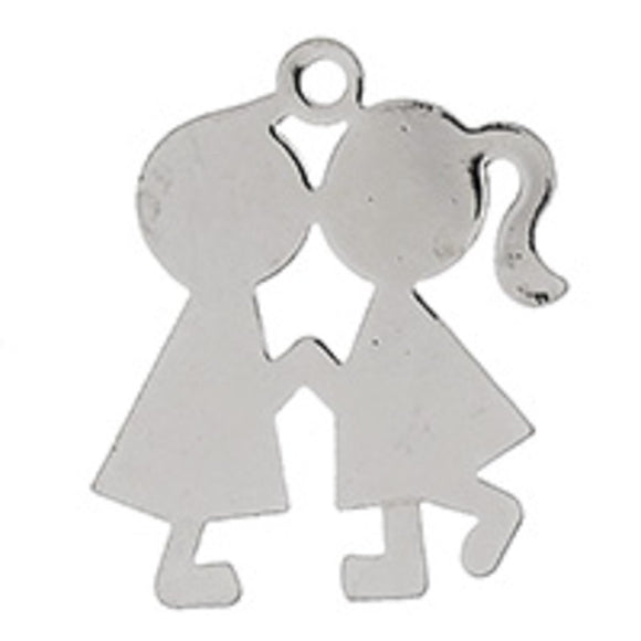 Metal 26mm kissing couple NF sil 10pcs