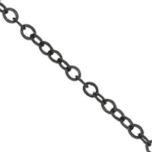 Metal chain 2x1.6mm flat oval black 2mtr