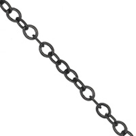 Metal chain 2x1.6mm flat oval black 10mt