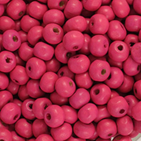 Wood 6mm rnd hot pink 20+g/300p