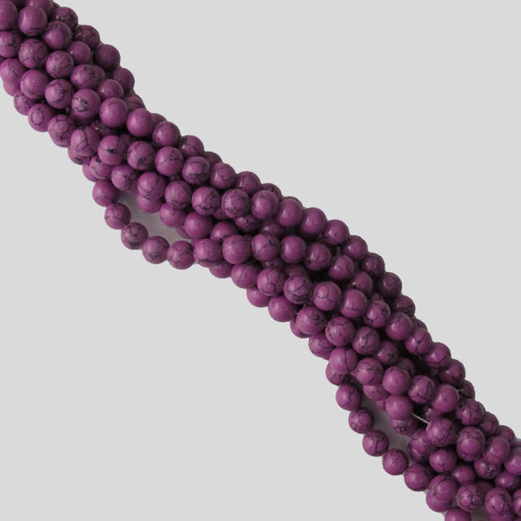 Semi prec 6mm rnd hlit drk mauve/gry 60p