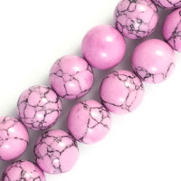 Semi prec 12mm rnd hlite mauve/gry 34pcs