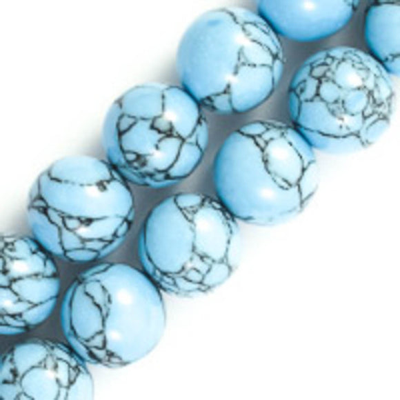 Semi prec 10mm rnd hlite baby b/gry 40pc