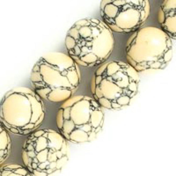 Semi prec 10mm rnd hlite beige/gry 40pcs