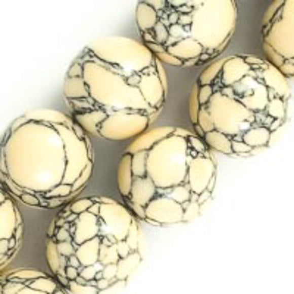 Semi prec 14mm rnd hlite beige/gry 29pcs