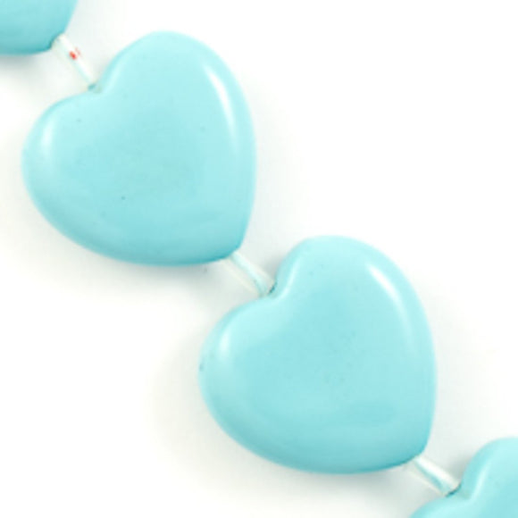 Resin 22mm heart falt turq 16pcs