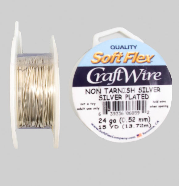 Wire 24 gauge non tarnish silver 13.71mt NFD