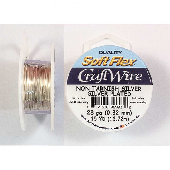 Wire 28 gauge non tarnish silver 13.71m NFD