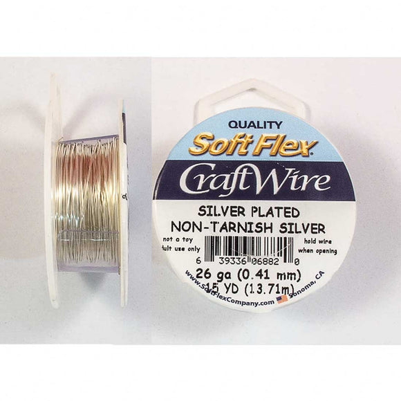 Wire 26 gauge non tarnish silverl 13.71m