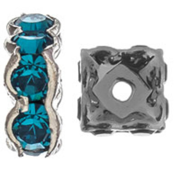 Austrian Crystals 8mm square rondel blue zir 6p