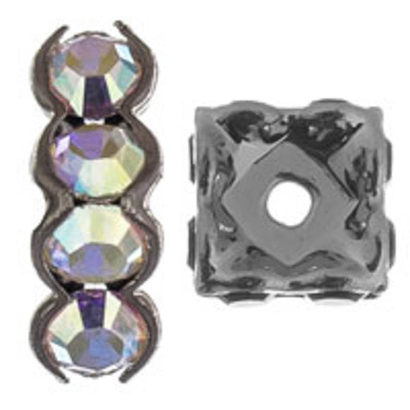 Austrian Crystals 8mm square rondel clear AB 6p