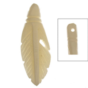 Bone 28x10mm feather white 4pcs