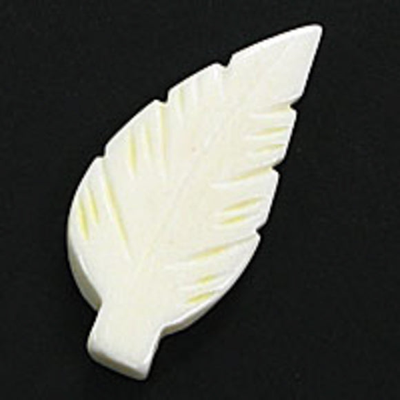 Bone 37x20mm leaf white 4pcs