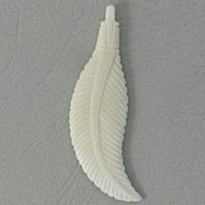 Bone 55x15mm feather white 2pcs