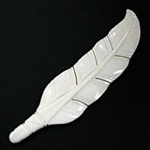 Bone 90x20mm feather white 1pc