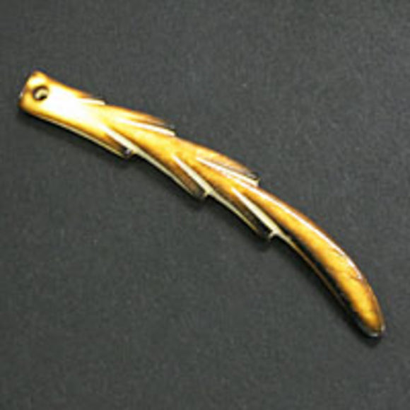 Bone 62x6mm leaf pendant torched 2pcs