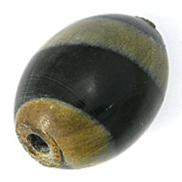 Horn 25x17mm oval stripe black 6pcs
