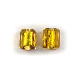 Cz 9mm h/made cube foil gold 2pcs