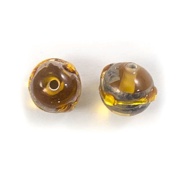 Cz 8mm h/made rnd amber foil boble 2pc