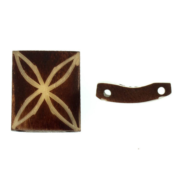 Bone 20mm two hole flat square burgdy 6p