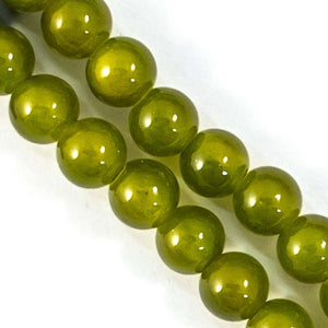 Semi prec 6mm rnd jade olive 65pcs.