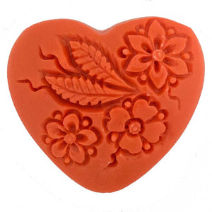 Resin 35mm heart floral V hole coral 1p