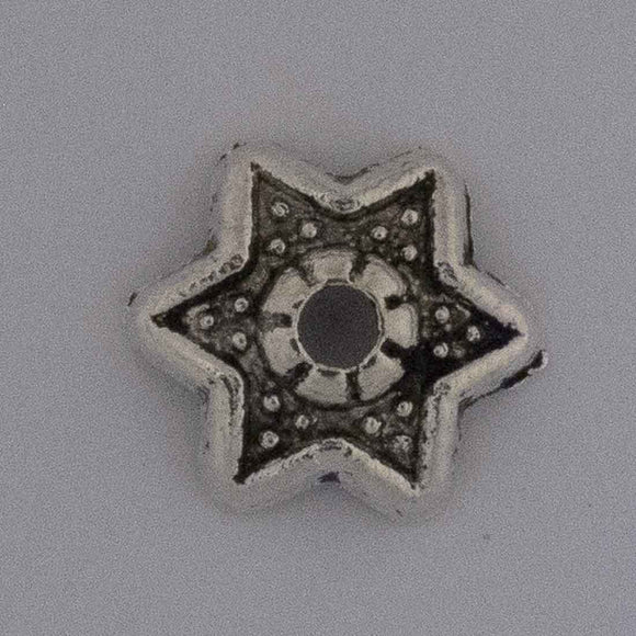 Metal 10mm star bead cap Ant nkl 20pcs