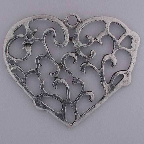 Metal 40x48mm heart flat/swirl Ant nkl 4