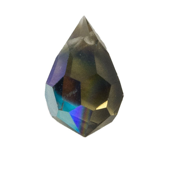 Cz 6x10mm faceted drop blk diamond AB 4p