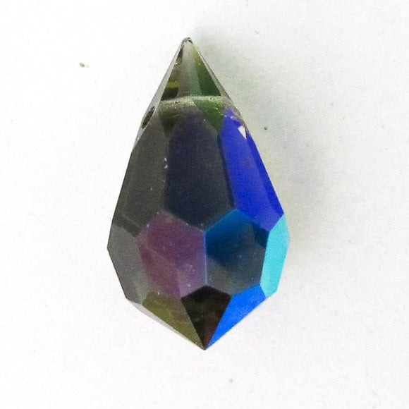 Cz 9x15mm faceted drop black diam AB 2pc