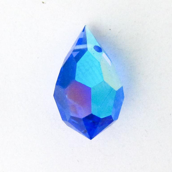 Cz 9x15mm faceted drop sapphire AB 2pc