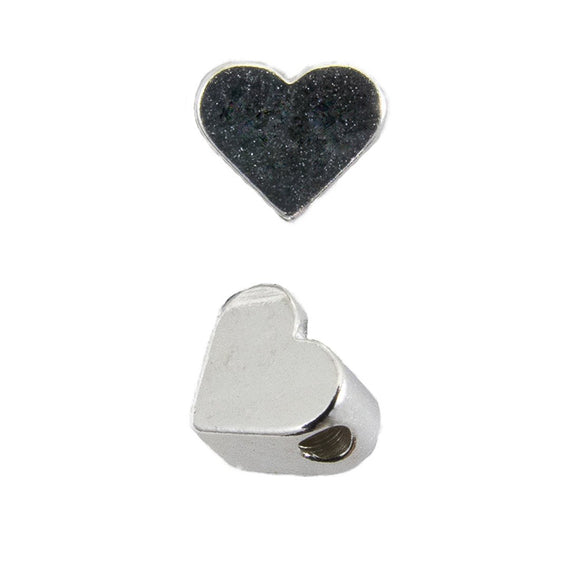 Metal 5mm heart Horizontal hole sil 50p