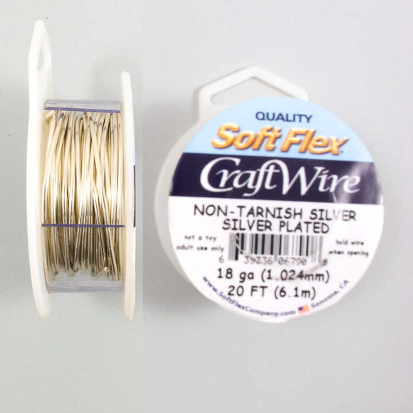 Wire 18 gauge non tarnish silver 6.1mtr