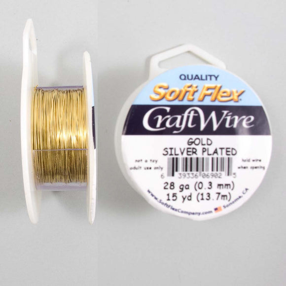 Wire 28 gauge silver plat gold 13.71mtr