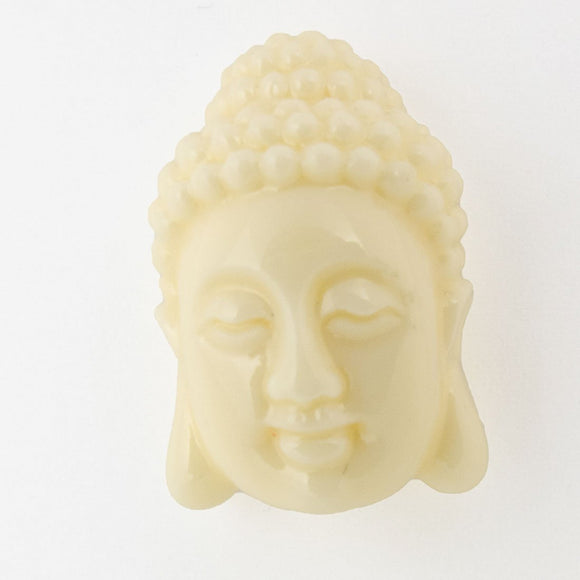 Resin 24mm buddha head v hole beige 1p