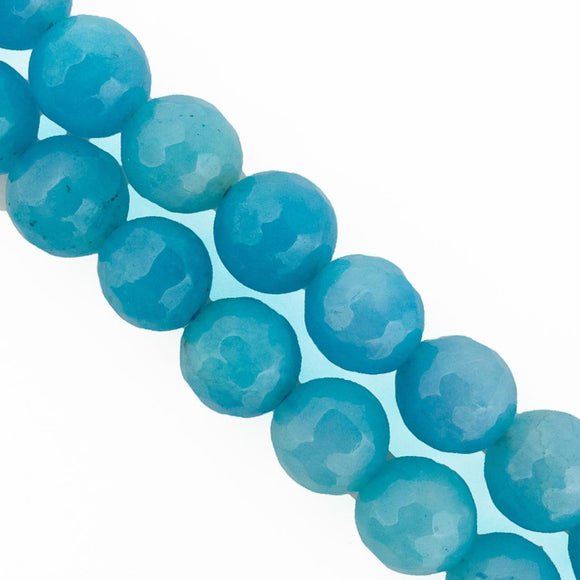 Semi prec 8mm rnd facet jade sky blue 46