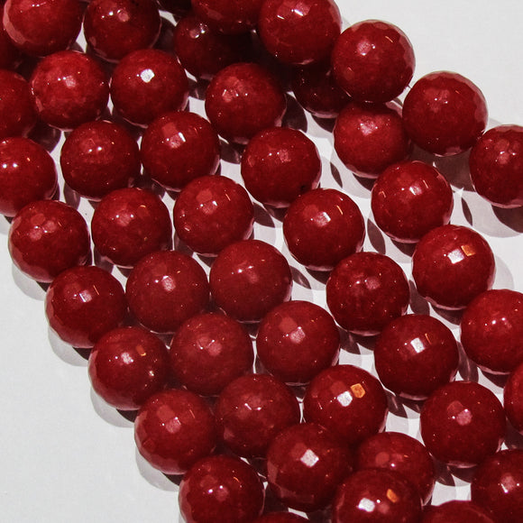 Semi prec 10mm rnd facet jade fuschia 20